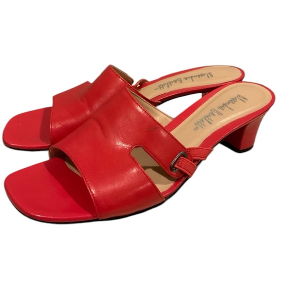 Alexandra Bartlett Shoes - Alexandra Bartlett Woman’s Red Leather Slide Heels Size 7.5